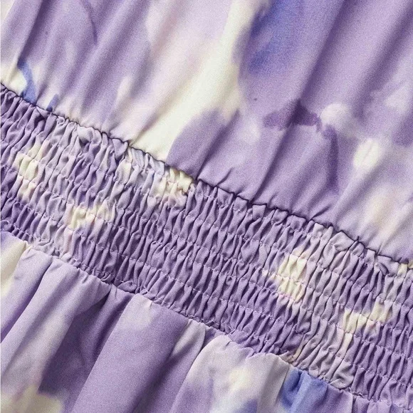 Bloomchic Watercolor Floral Ruffles Shirred Gathered Dress - Picture 6 of 8